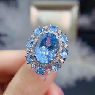 【龍騰寶石】天然 拓帕石 托帕石 倫敦藍 戒指 火光閃耀 晶體乾淨 顏色濃 切割完美 微鑲 精工 寶石 彩寶 Fancy
