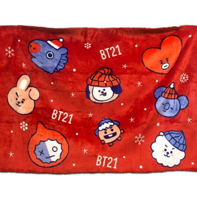 【現貨】BTS防彈少年團可愛聖誕造型公仔圖騰毛毯 辦公司空調毯