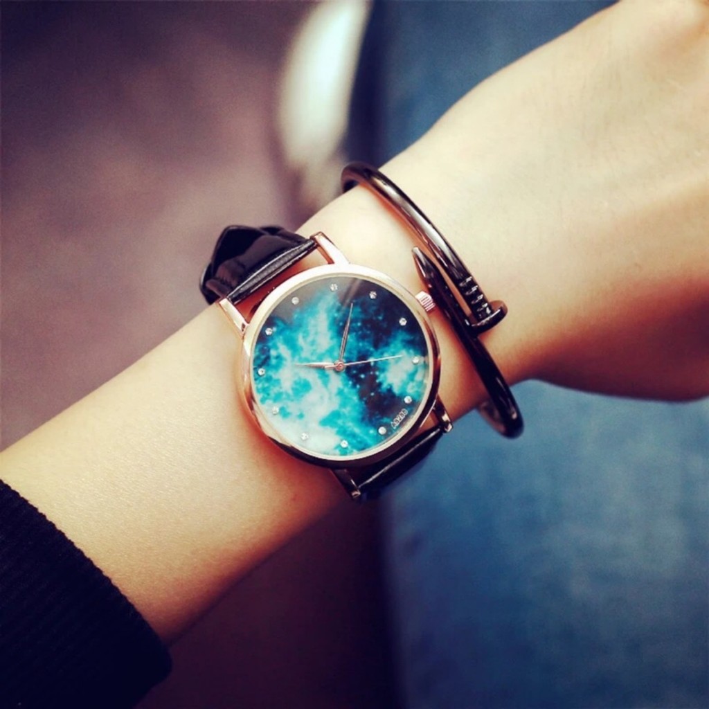 韓國原宿風宇宙星空鑽錶 星空錶 水鑽錶 男錶 女錶 手錶 韓國錶 造型錶 仕女錶 藍光錶 三眼錶 宇宙錶 鑽石 商務錶