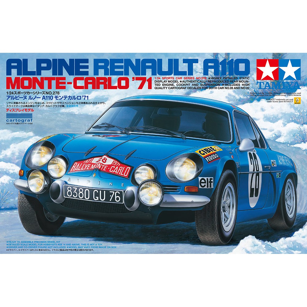 田宮TAMIYA  24278--1/24 汽車組裝模型  Alpine Renault A110 MONTE-CARL