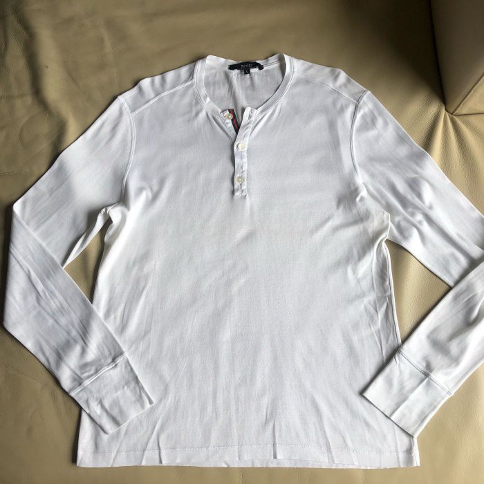 保證正品 GUCCI 白色 絲光棉 長袖T恤 長T size L