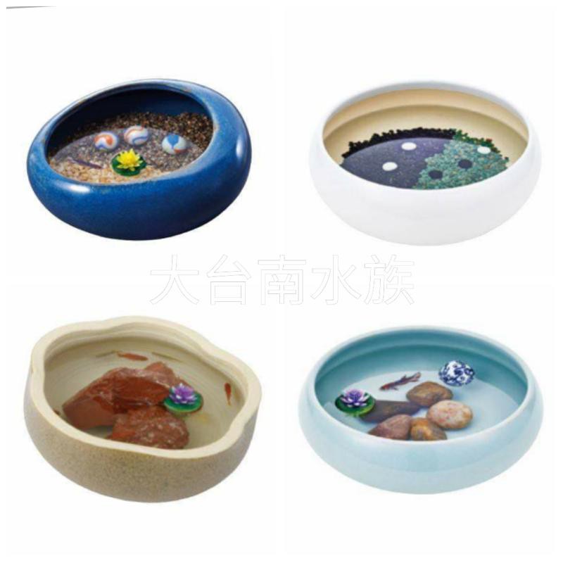 魚缸景景觀生態缸nisso 華器藍器白器碧器稻田魚將金魚缽陶瓷日本天然石淨水貼生態容器top 蝦皮購物