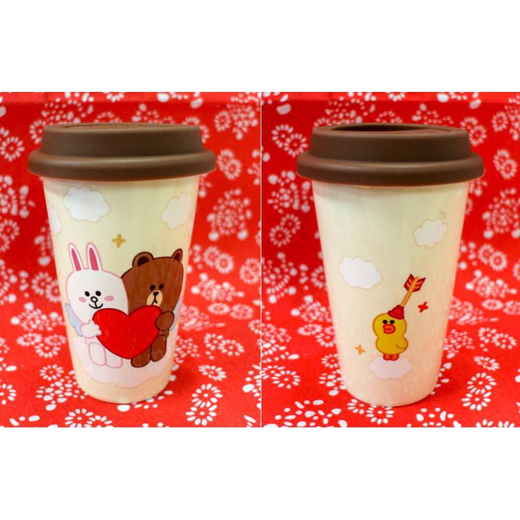 LINE 官方商品香港限定款- LINE FRIENDS - 陶瓷咖啡杯熊大兔兔情侶款(愛神款) 全新品 (香港直輸)