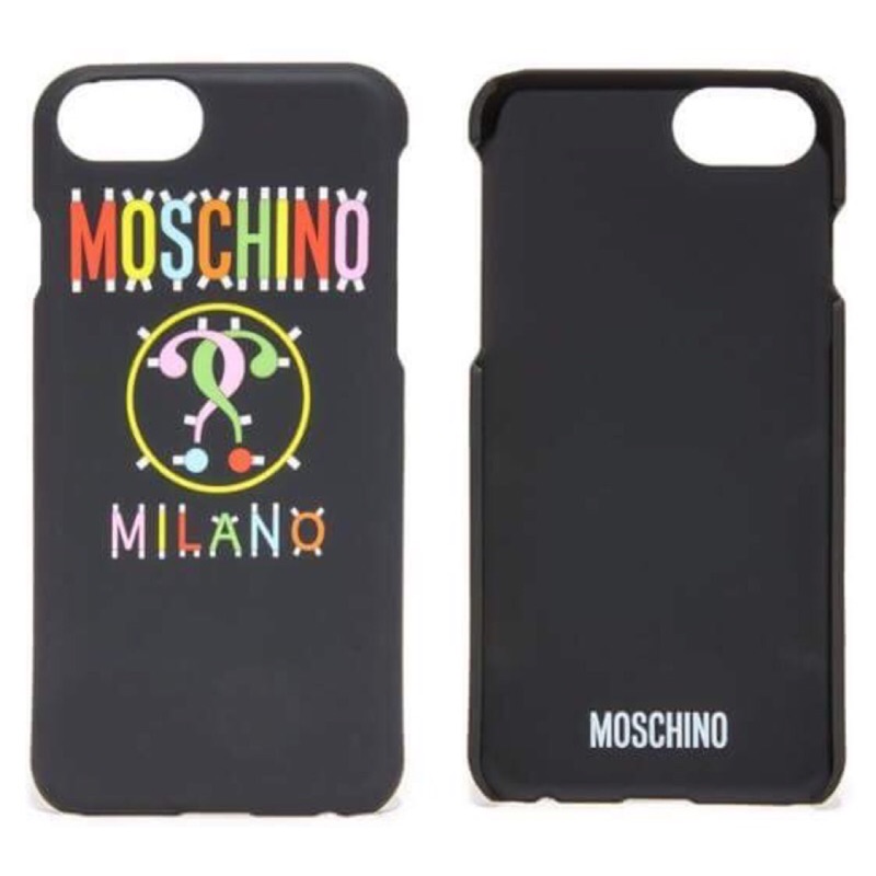 （正品二手）Moschino 低調時尚黑色字母logo iphone7/8 plus手機殼 9成新