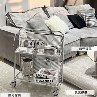 💒凱元傢具🏡中古風小推車網紅復古長虹玻璃推車移動茶幾邊幾可折疊推車置物架送貨上門免運費『凱元家居』