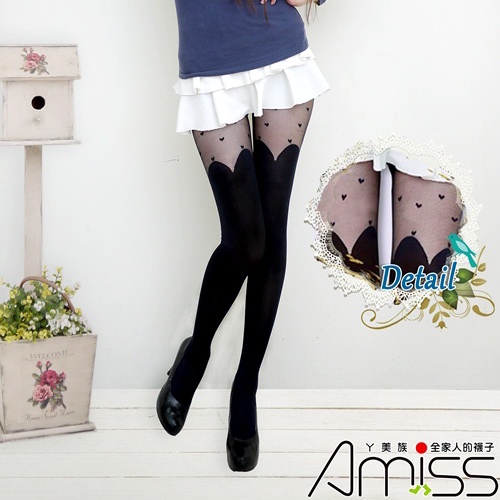【Amiss】歐美時尚-精緻褲襪-愛心顯瘦長靴褲襪(Z404-93)