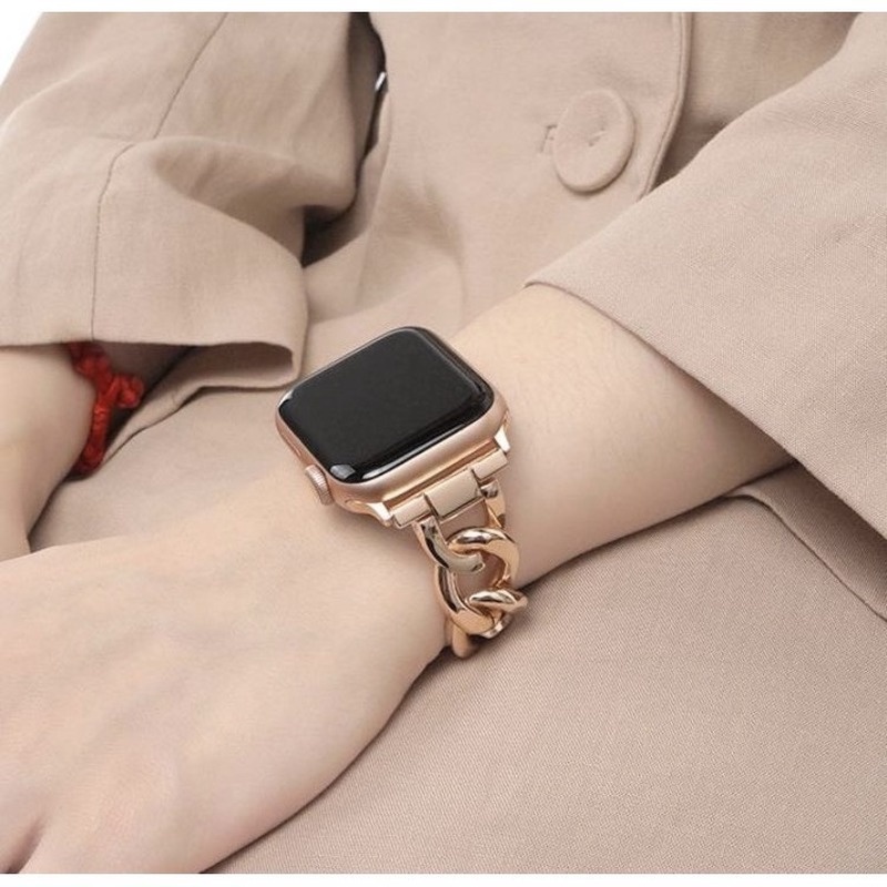 適用蘋果手錶 適用於Apple watch錶帶 iwatch 7/SE/6/5/4 不鏽鋼金屬鍊條錶帶 日韓小香風錶帶