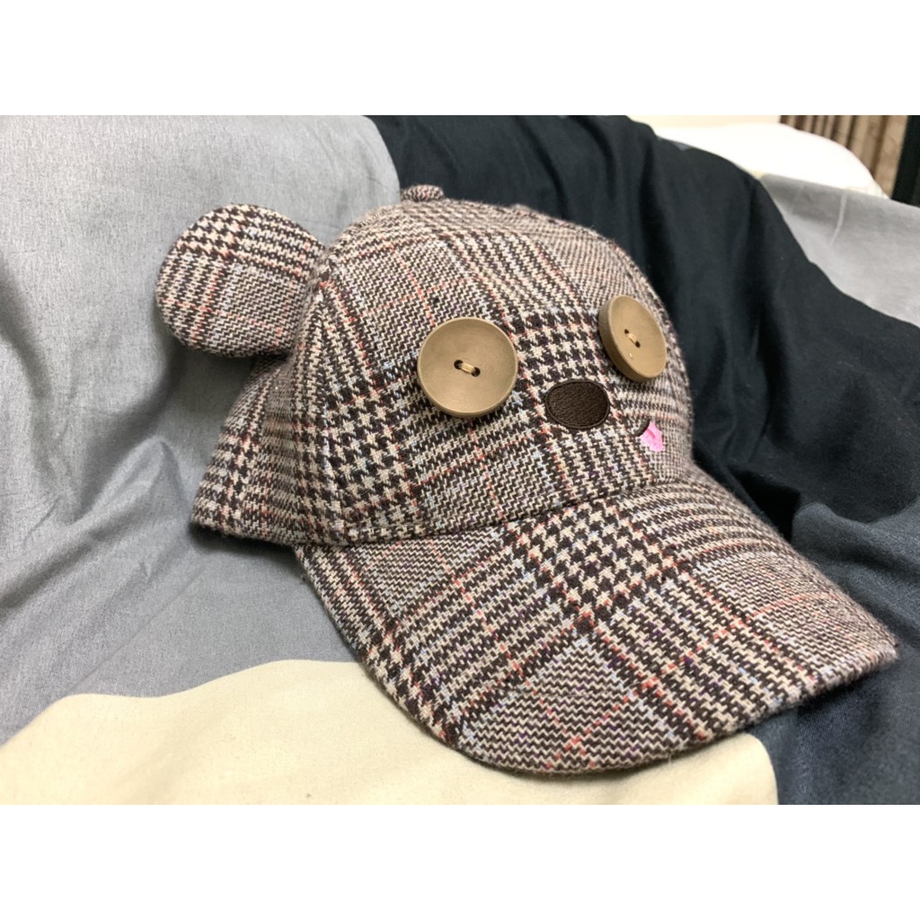 日本環球 小小兵 玩具熊提姆造型 格紋帽子