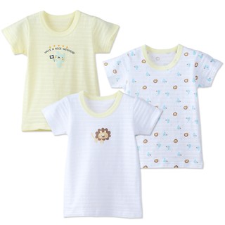 三件入-短袖內衣竹節棉上衣出口日本純棉印花短袖上衣 嬰兒睡衣-321寶貝屋