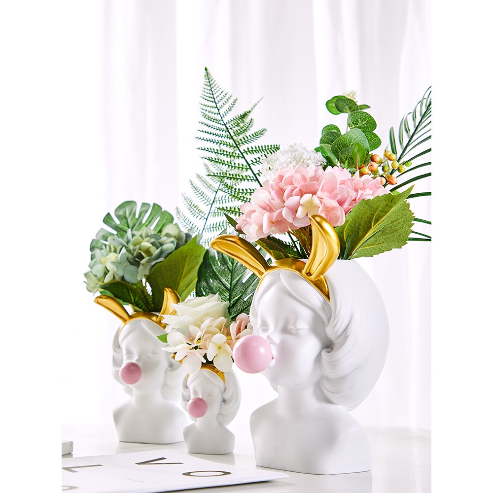 正月娇 花瓶擺件傢用客廳小清新插花幹花創意擺設餐桌客廳裝飾品藝術人像 蝦皮購物