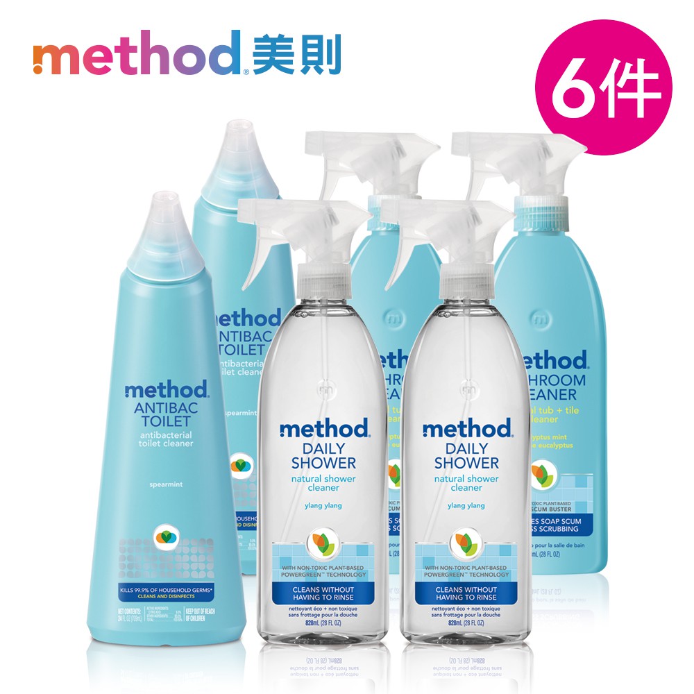 Method 美則 嚕啦啦衛浴抗菌六件組(浴廁清潔劑 馬桶除菌)