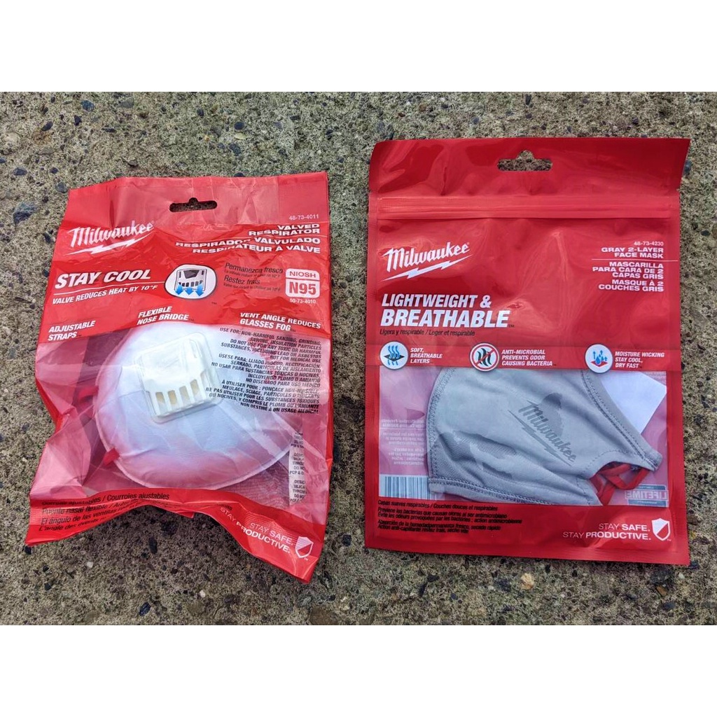 [防疫熱銷]米沃奇 N95 帶閥 防塵 口罩 吸濕排汗2層 灰色 紅色限量口罩