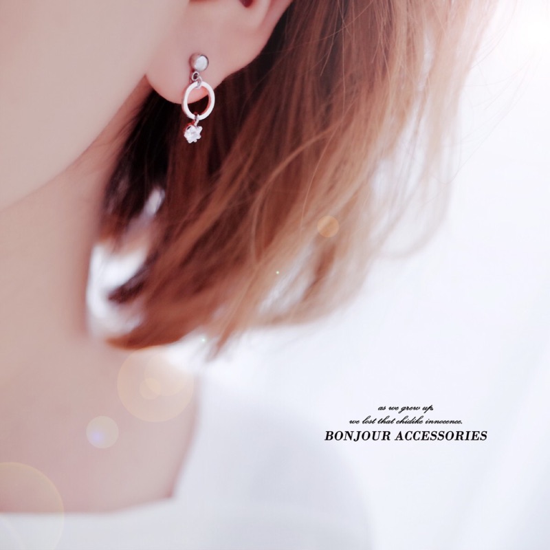 韓國 小圈小小星鑽造型 耳環 星星耳環 【Bonjouracc】
