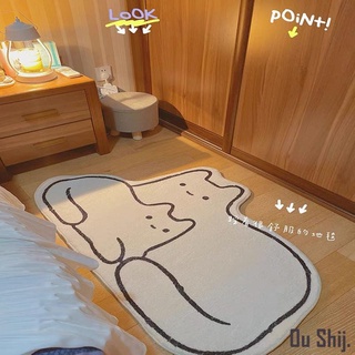 Ou Shij.ins仿羊絨貓咪地毯 簡約卡通 可愛少女 防滑地墊 臥室床邊浴室 可水洗