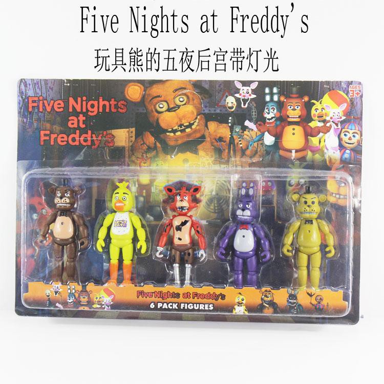 玩具熊的五夜午夜后宮公仔一套5款盒裝發光手辦兒童玩具人偶擺件