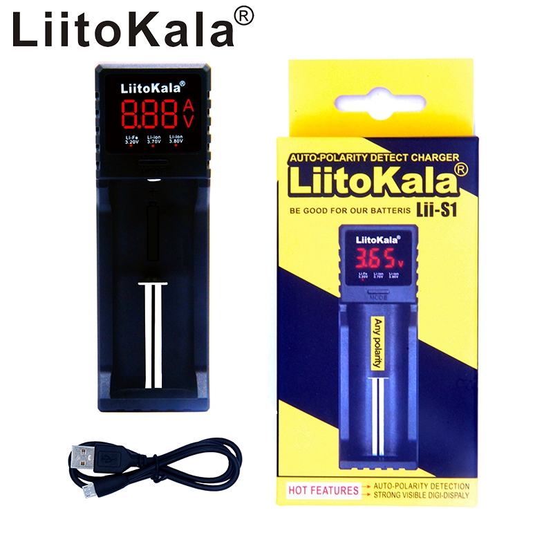 Liitokala S1 18650智能LED屏顯鋰電池充電器正反可充電充滿自斷單槽