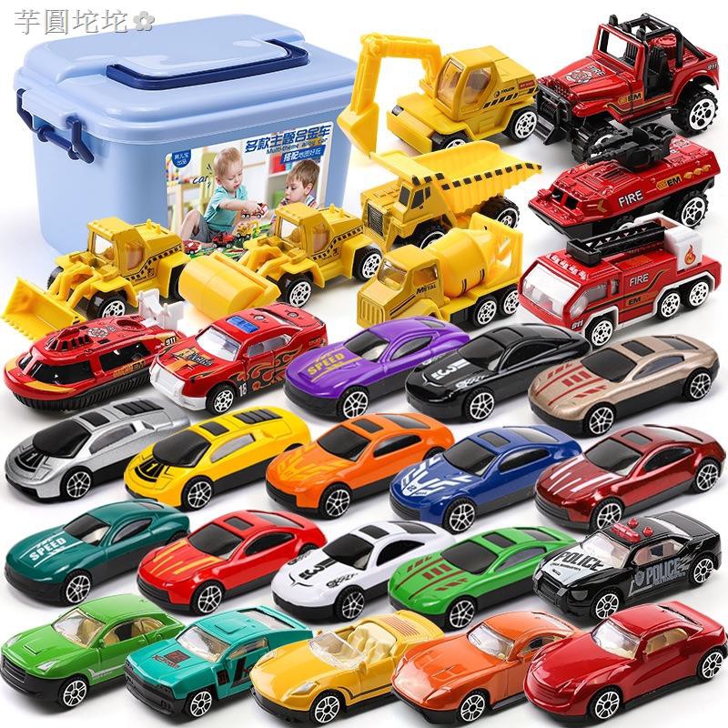 兒童仿真合金車模型組玩具車套裝消防玩具車工程車q版挖掘車模型 蝦皮購物