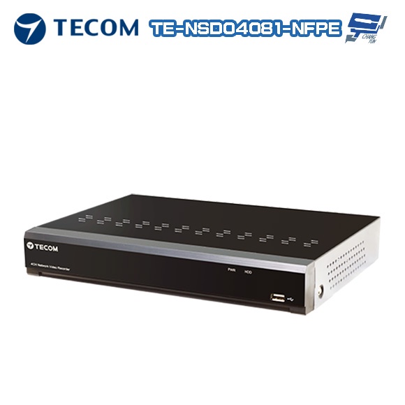 昌運監視器 東訊 TE-NSD04081-NFPE 4路 4K H.265 NVR智能網路錄影主機