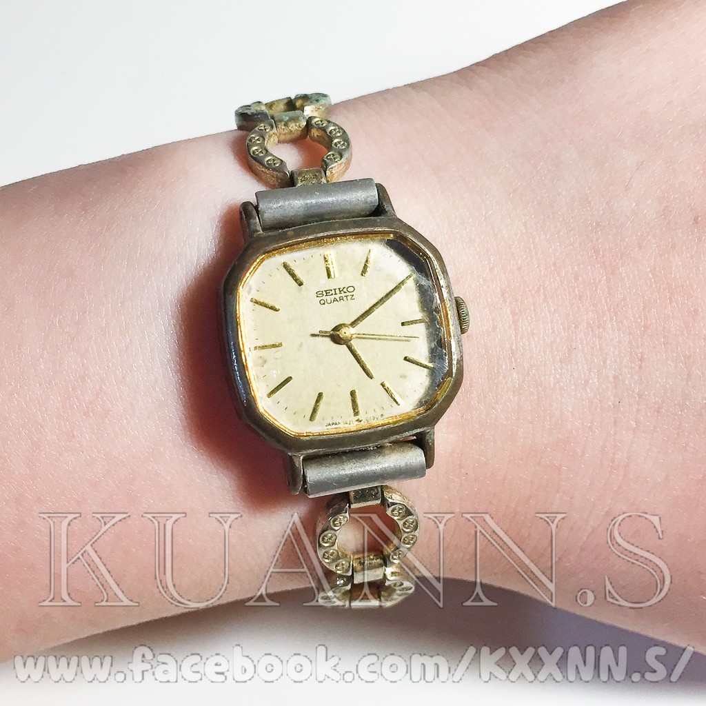 ::KUANN 於小飾::日本 SEIKO 精工 金色 八角 八角形 金錶 石英錶 | 古董錶 復古錶 小錶 方錶