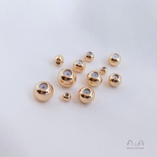 宏雲Hongyun-Ala--14K鍍金保色帶吊矽膠塞調節珠鏈條定位珠手鏈算盤隔珠diy飾品配件