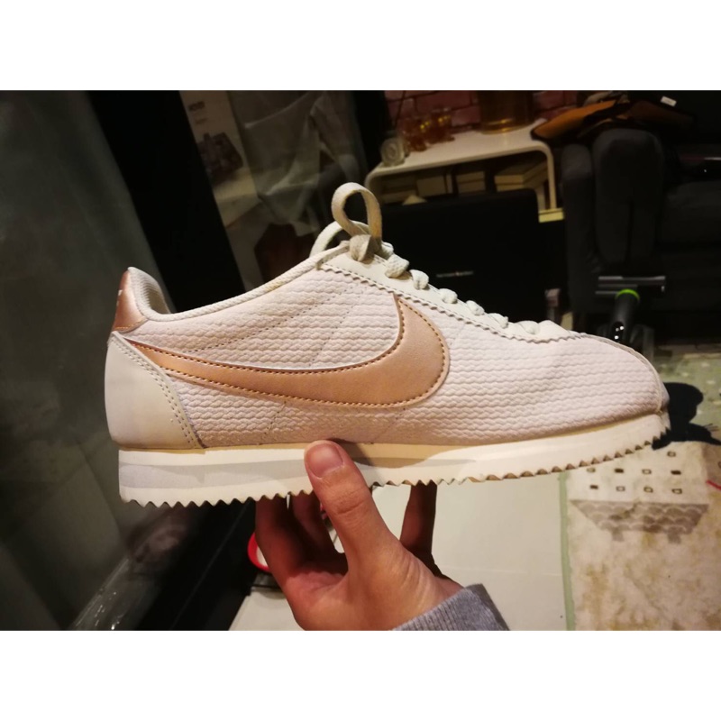 Nike Classic Cortez阿甘鞋 女 24.5cm 白色玫瑰金