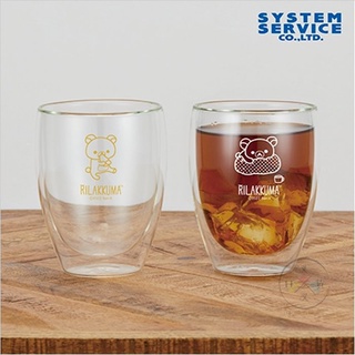 叉叉日貨 拉拉熊 懶懶熊 雙層玻璃杯 趴枕頭 吃麻糬 2選1 盒裝 日本正版【SS13227】