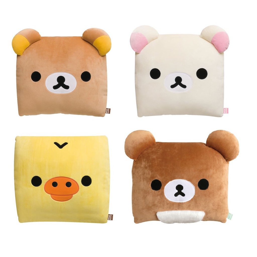 【懶熊部屋】Rilakkuma 日本正版 拉拉熊 懶懶熊 白熊 小雞 蜜茶熊 大臉系列 正方型 午安枕 抱枕 靠枕 靠墊