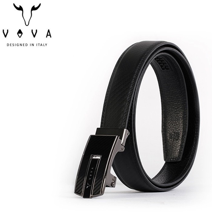VOVA 真皮 商務紳士琴鍵鏡面造型自動扣皮帶 VA004-003-GU 鎢鋼色