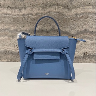 Celine 189003 珠地小牛皮袖珍型 Nano Belt 鯰魚包 Azure 蔚藍《佳節年終折扣》