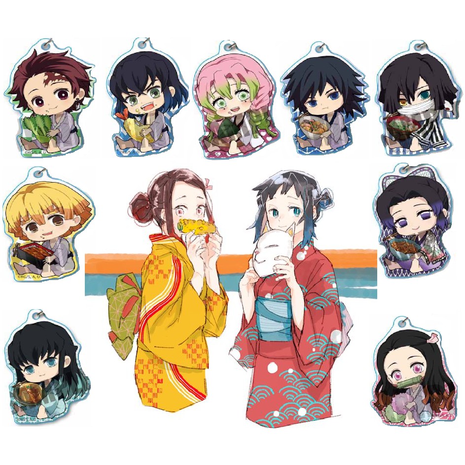 當天出貨 鬼滅之刃鑰匙圈壓克力鑰匙扣吊飾禰豆子炭治郎香奈乎和服吃貨款 蝦皮購物