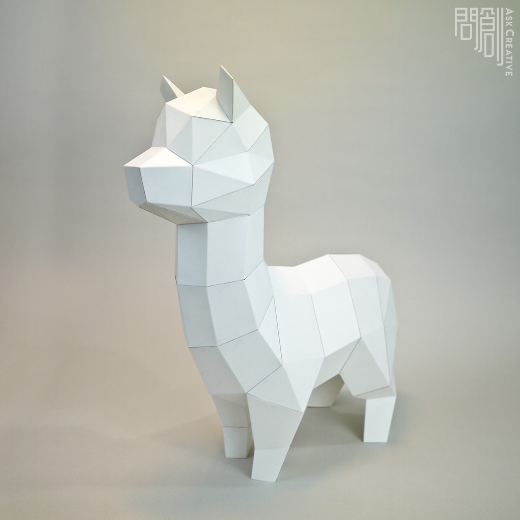 問創設計diy手作3d紙模型禮物擺飾羊駝小動物系列 草泥馬 蝦皮購物