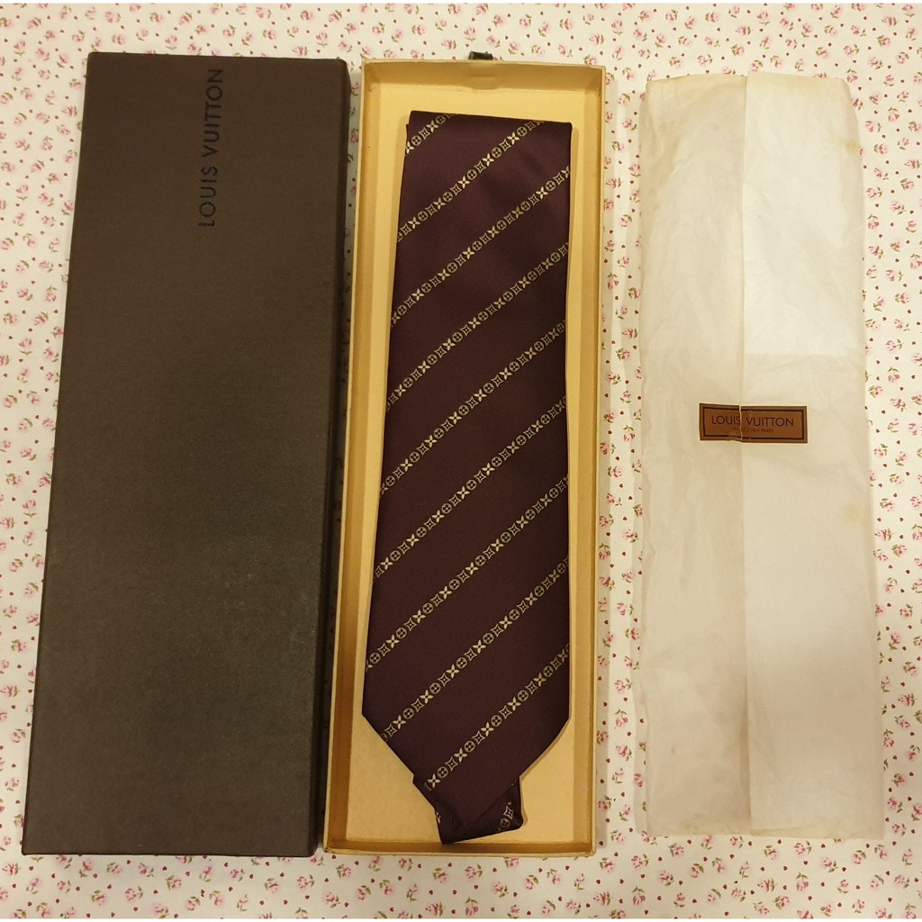 LOUIS VUITTON 路易威登 義大利製 LV 真絲 斜紋 咖啡色 領帶 讓自己成為有質感的男人吧