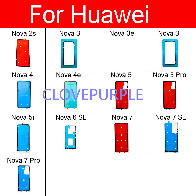 後電池外殼蓋貼紙適用於 Huawei Nova 2S 3 3E 3i 4 4E 5 5i 6 7 Pro SE 更換零件