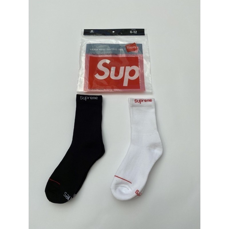 現貨實拍』 Supreme Hanes Crew Socks 21SS長襪白襪黑襪刺繡基本款百搭單雙| 蝦皮購物
