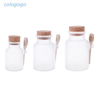 COLO 磨砂浴鹽ABS瓶密封罐木勺軟軟木瓶塞存儲瓶身的霜花水封瓶可充氣膜粉罐