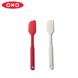 美國【OXO】全矽膠刮刀/抹刀-小燕麥白/小紅