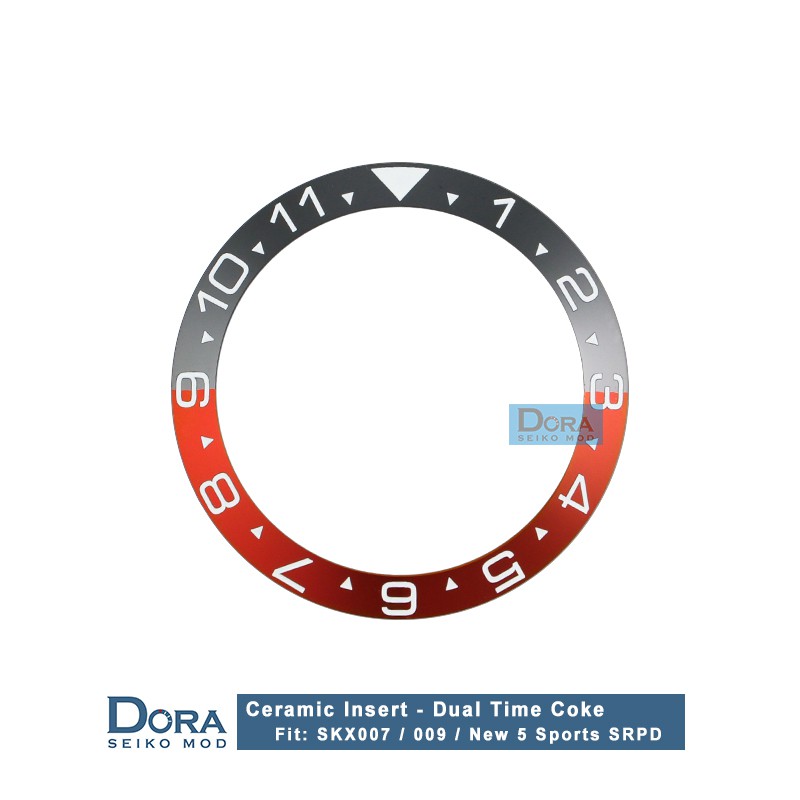 [Dora Watch MOD] SKX007 專用陶瓷圈 - Dual Time Coke 可樂圈 / 黑紅 新五號