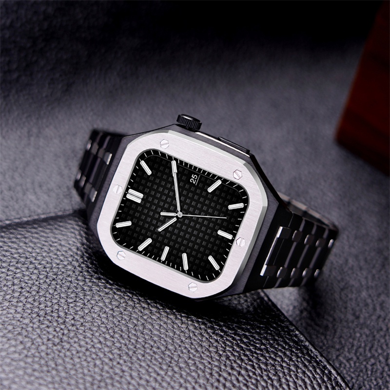 【TW】新款AP不鏽鋼改裝套裝 適用蘋果手錶 金屬保護殼 Apple Watch 7代 改裝 不鏽鋼錶帶 45mm
