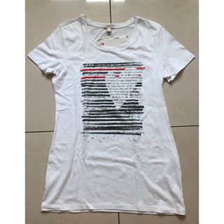 EDC 白色 圓領 短袖 上衣 T-shirt 愛心 英文 字母 S號 全新 吊牌未剪 瑕疵