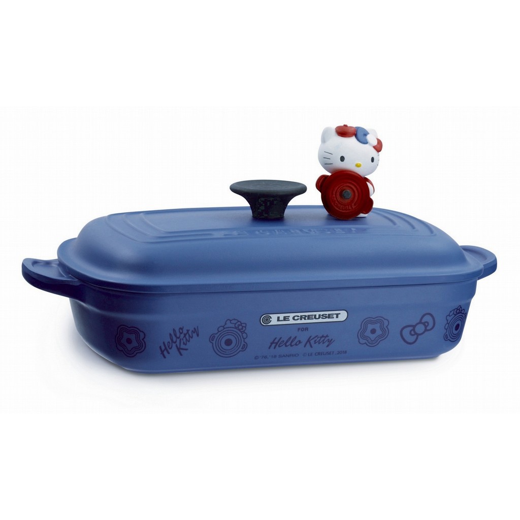 7-11 LE CREUSET Hello Kitty 竹纖維 鑄鐵鍋造型餐具 深藍色