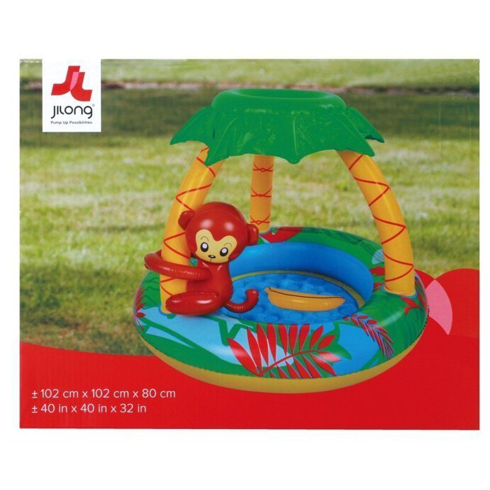 JILONG 兒童泳池 夏日樂園森林小猴游泳池 造型充氣泳池 (送小兔泳圈)