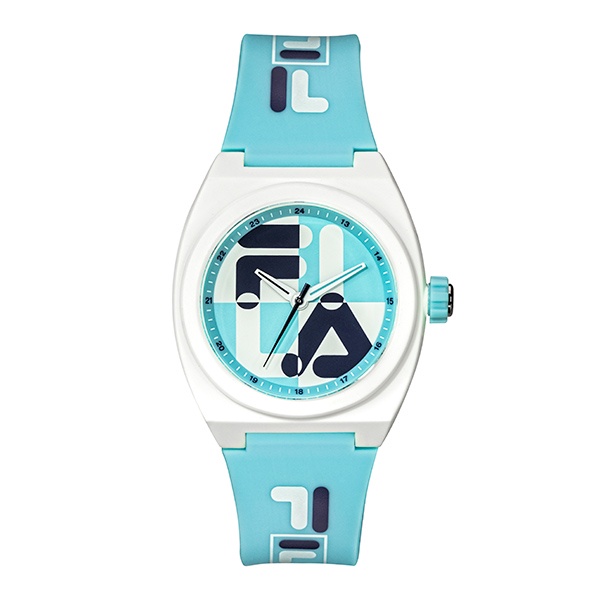 【FILA 斐樂】撞色拼接LOGO造型手錶-活潑藍/38-180-105/台灣總代理公司貨享兩年保固