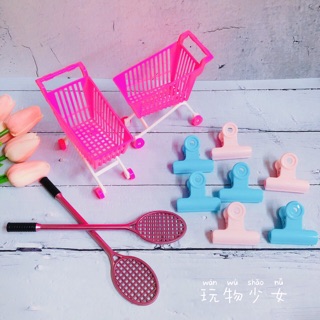 玩物少女®️少女心模擬購物車 羽毛球拍筆 糖果色文具夾 韓國文具 拍攝道具 零食尾夾介紹