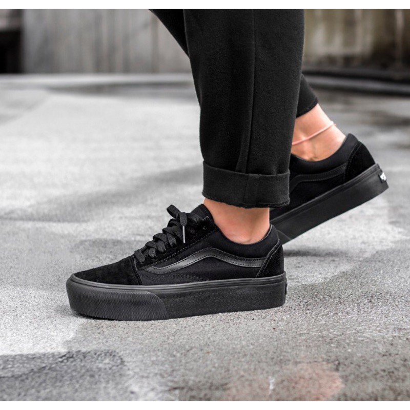 vans old skool platform triple black