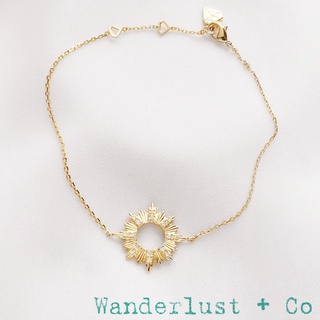 Wanderlust+Co 澳洲品牌 金色鑲鑽 光芒太陽手鍊 Sunseeker