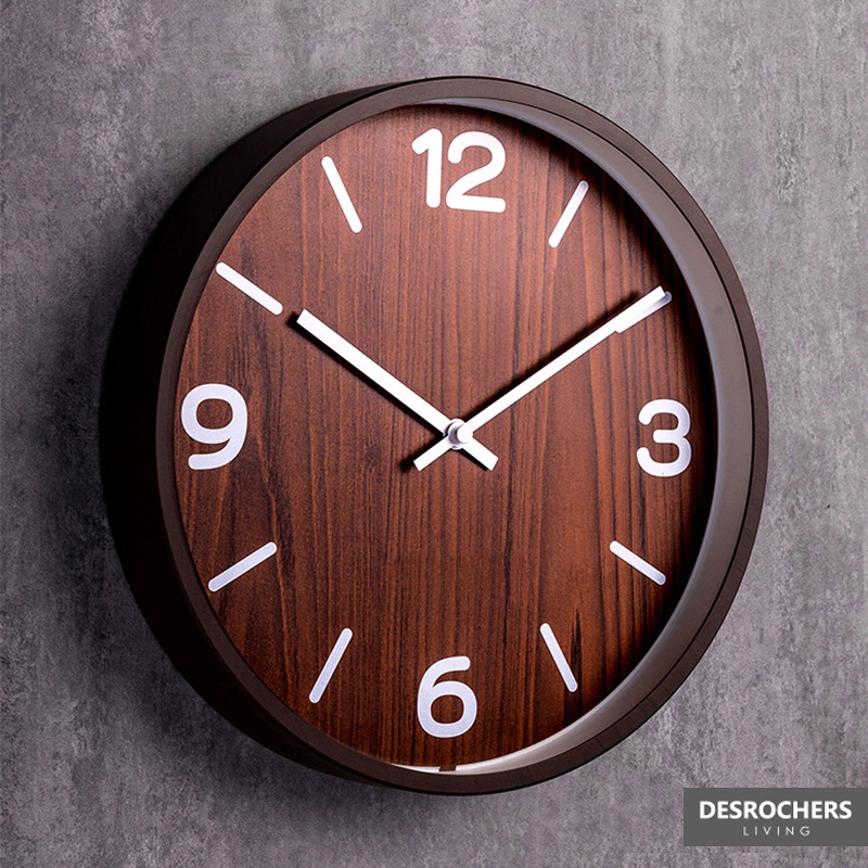 Desrochers｜TREE 靜音壁鐘 30cm 木質紋理靜音時鐘木質紋理邊框壁鐘數字台灣製造
