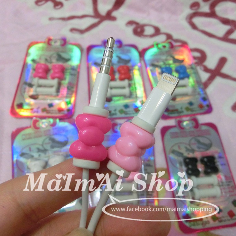 【MAIMAI SHOP♥】日韓精品 =Lightni蘋果充電線救星卡哇依蝴蝶結usb耳機線保護套