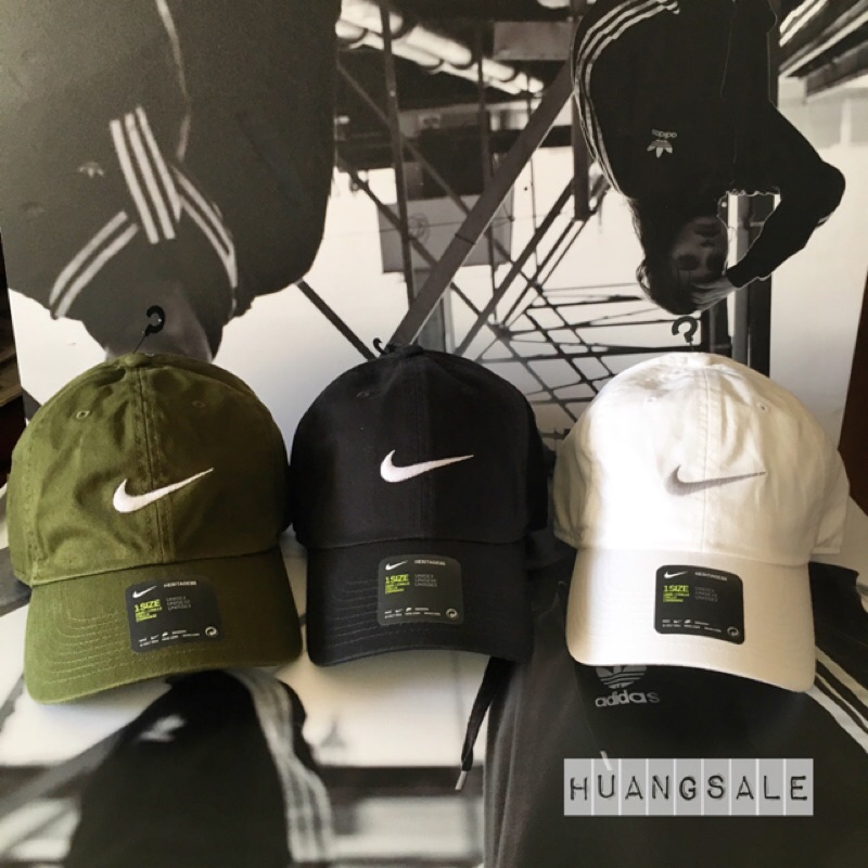 Nike 軍綠 老帽 深綠 帽 墨綠 白 白色