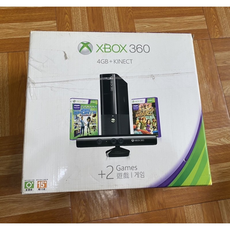 Microsoft Xbox 360 4GB主機+Kinect感應器 電玩 含大冒險+運動大會遊戲片