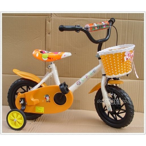 ♡曼尼2♡台灣製 童車 自行車  12吋 兒童 腳踏車小熊 低跨式車架.編織蝴蝶藍.全鏈蓋